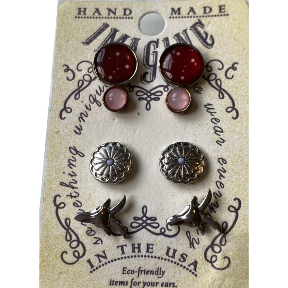 Handmade Eco-Friendly Earrings Set of 3. NEW
